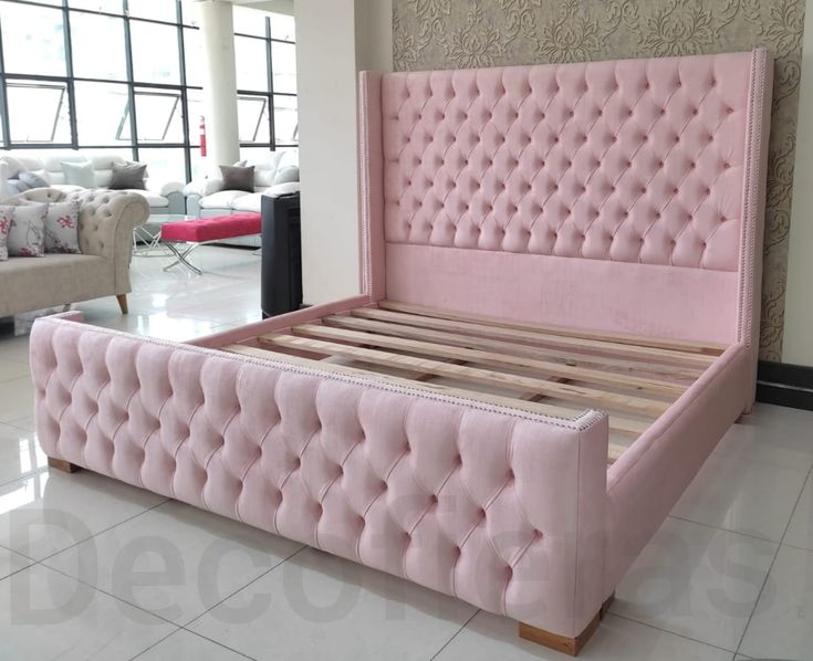 5x6 Blush Versailles Wingback Bed