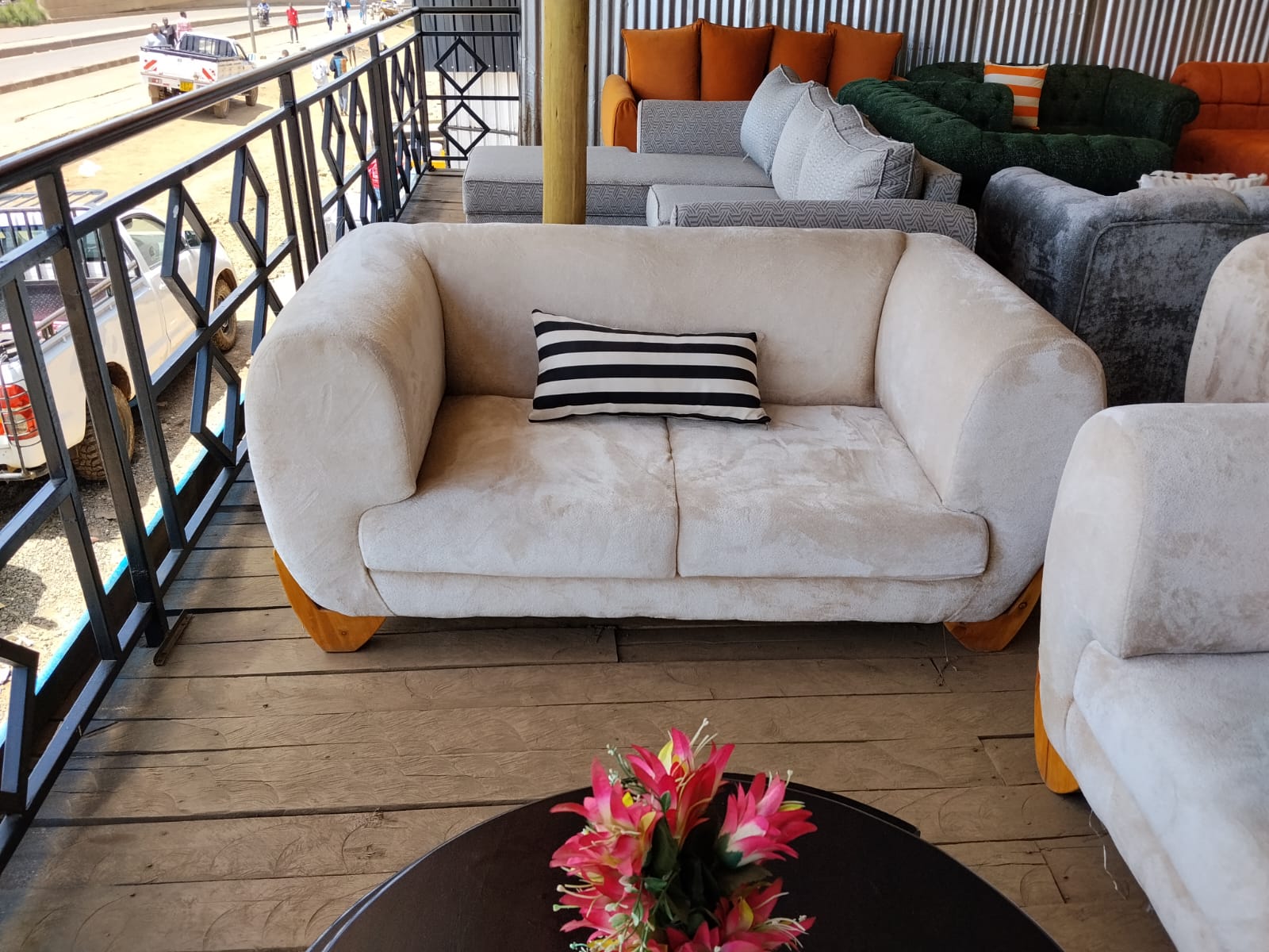 2-Seater Cream Loveseat Sofa