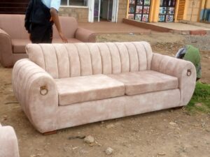 3-Seater Blush Channel Tuxedo Sofa