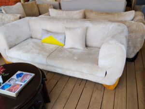 3-Seater Cream Velvet Sofa