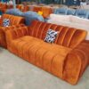 5-Seater Orange Velvet Channel Sofa