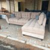 5-Seater Beige Tufted L-Sofa
