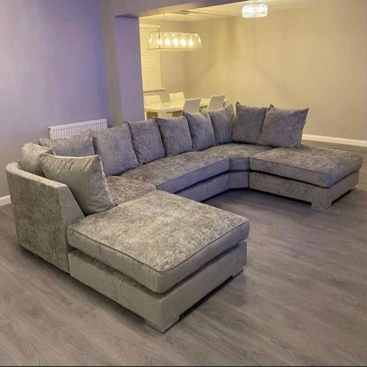 5-Seater Grey Velvet Corner Sofa
