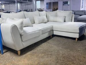 5-Seater Off-White Spring Cushion L-Sectional
