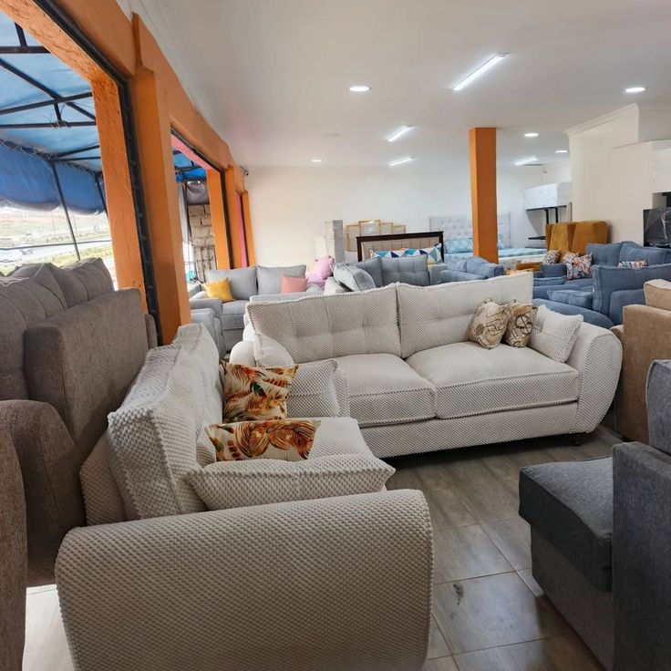 5-Seater Textured Fabric Sofa Set