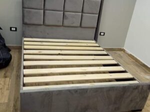 5x6 Grey Panel Velvet Bed