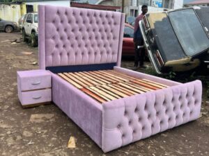 5x6 Lavender Duchess Tufted Bed