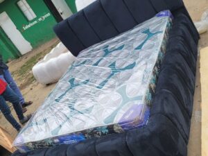 5x6 Midnight Blue Velvet Bubble Bed