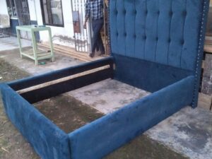 5x6 Midnight Tufted Wingback Bed