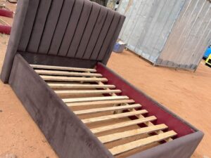 5x6 Mocha Ribbed Wingback Bed