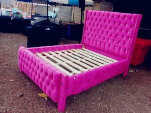 5x6 Pink Chester Wingback Bed