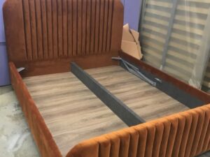 5x6 Rust Orange Velvet Channel Bed