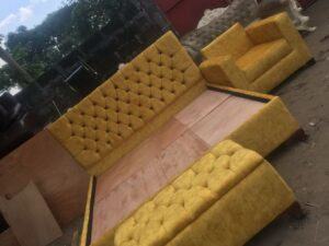 5x6 Yellow Tufted Bed with Storage Box