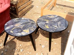 Black Marble Round Side Tables