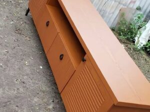 Burnt Orange Fluted TV Stand
