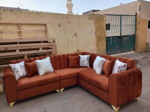 Burnt Orange L-Shape Sofa