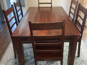 Dark Walnut Ladder-Back Dining Set