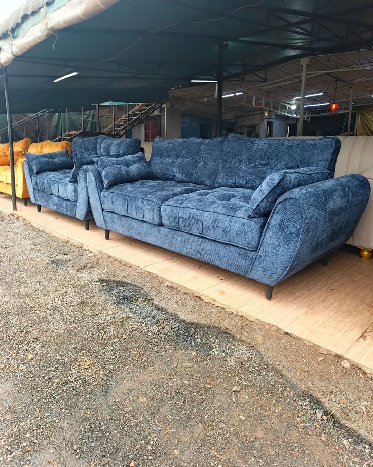 Denim Crushed Butterfly Sofa Set
