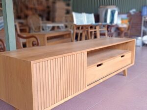 Fluted Oak Scandinavian TV Console