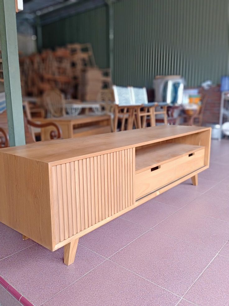 Fluted Oak Scandinavian TV Console