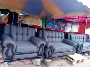 Grey Carved Sofa Set
