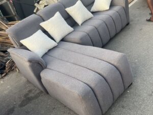 Grey Ribbed L-Shape Sofa
