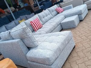 Grey Tufted U-Shape Sofa