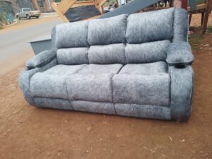 Grey Velvet Semi-recliner Sofa