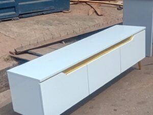 Ivory Gold-Leg TV Stand