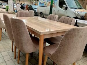 Light Oak Upholstered Dining Set