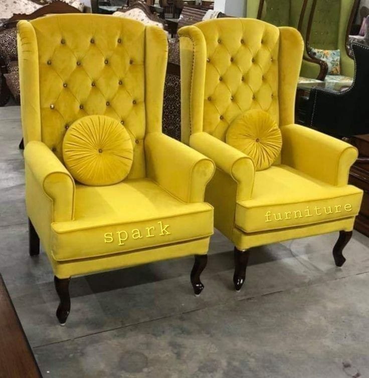 Mustard Yellow Wingback ArmChair