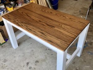 Oak Top White Farmhouse Desk