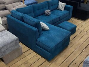 Peacock Teal Tufted Chaise Sectional