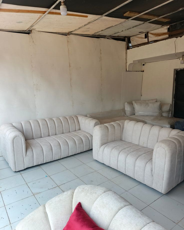 Pearl Ribbed Barrel Sofa Set