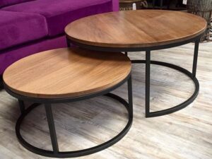 Round Oak Nesting Tables