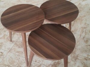 3 Walnut Round Nesting Tables