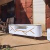 White Gold Kintsugi Ribbed TV Stand