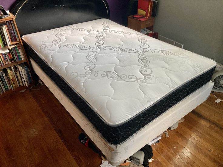 White Scroll Embroidered Pillow Top Mattress